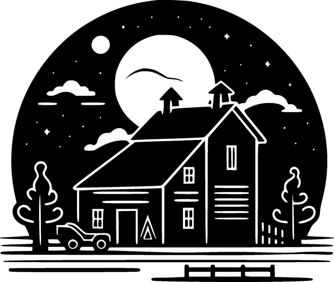 Farmhouse, Minimalist and Simple Silhouette - Vector illustration