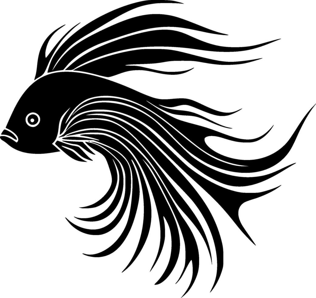 pescado - negro y blanco aislado icono - vector ilustración