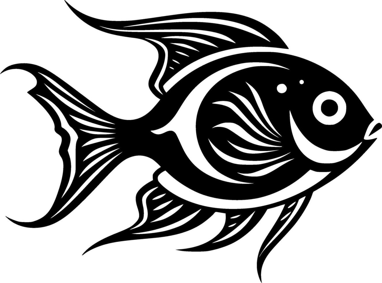 Fish - Black and White Isolated Icon - Vector illustration