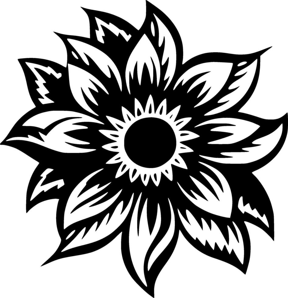 flor - negro y blanco aislado icono - vector ilustración