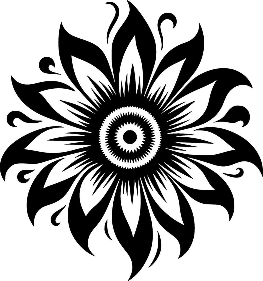 flor - negro y blanco aislado icono - vector ilustración