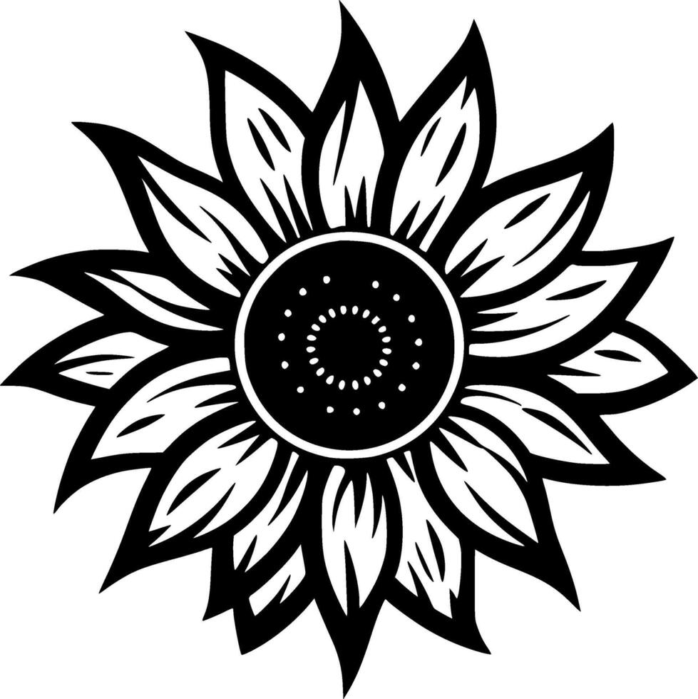 Flower - Black and White Isolated Icon - Vector illustration