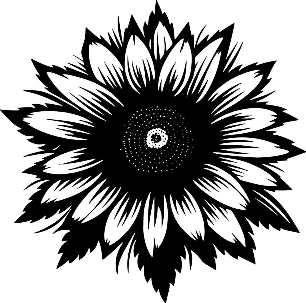 Flower - Black and White Isolated Icon - Vector illustration