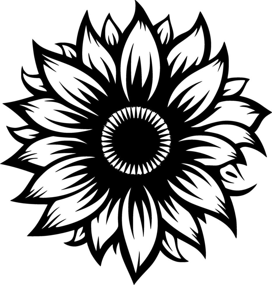 flor - negro y blanco aislado icono - vector ilustración