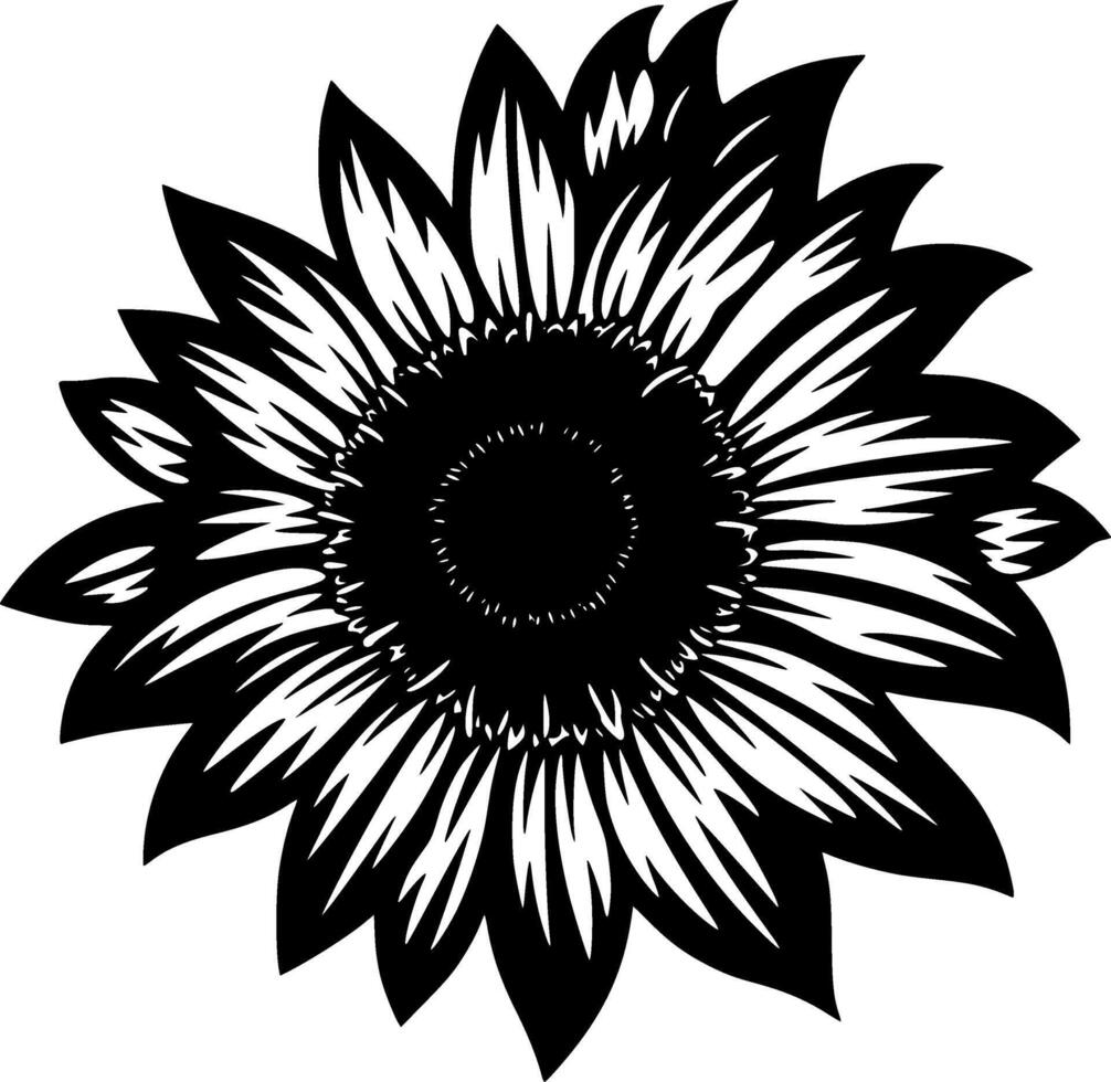 flor - negro y blanco aislado icono - vector ilustración