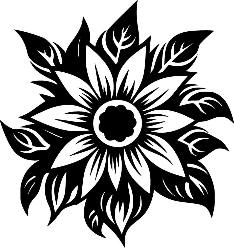 Flower - Black and White Isolated Icon - Vector illustration