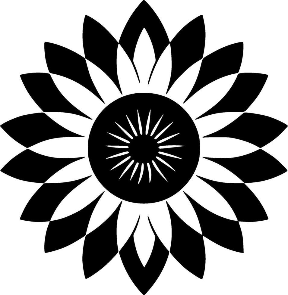 Flower - Black and White Isolated Icon - Vector illustration