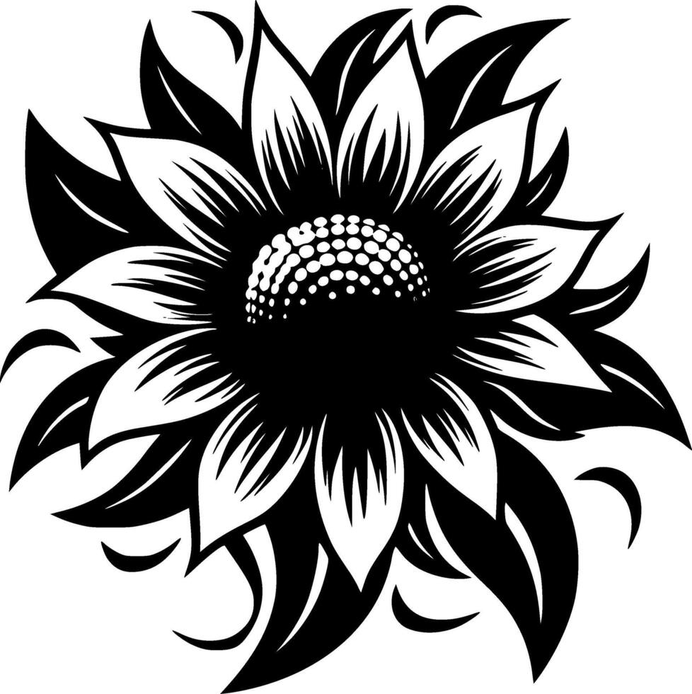 Flower, Black and White Vector illustration