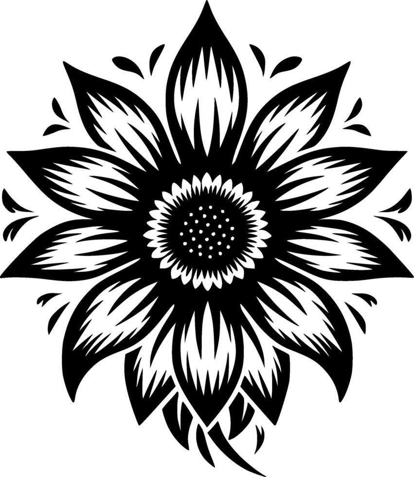 Flower, Black and White Vector illustration