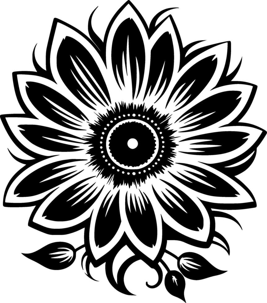 Flower - Black and White Isolated Icon - Vector illustration