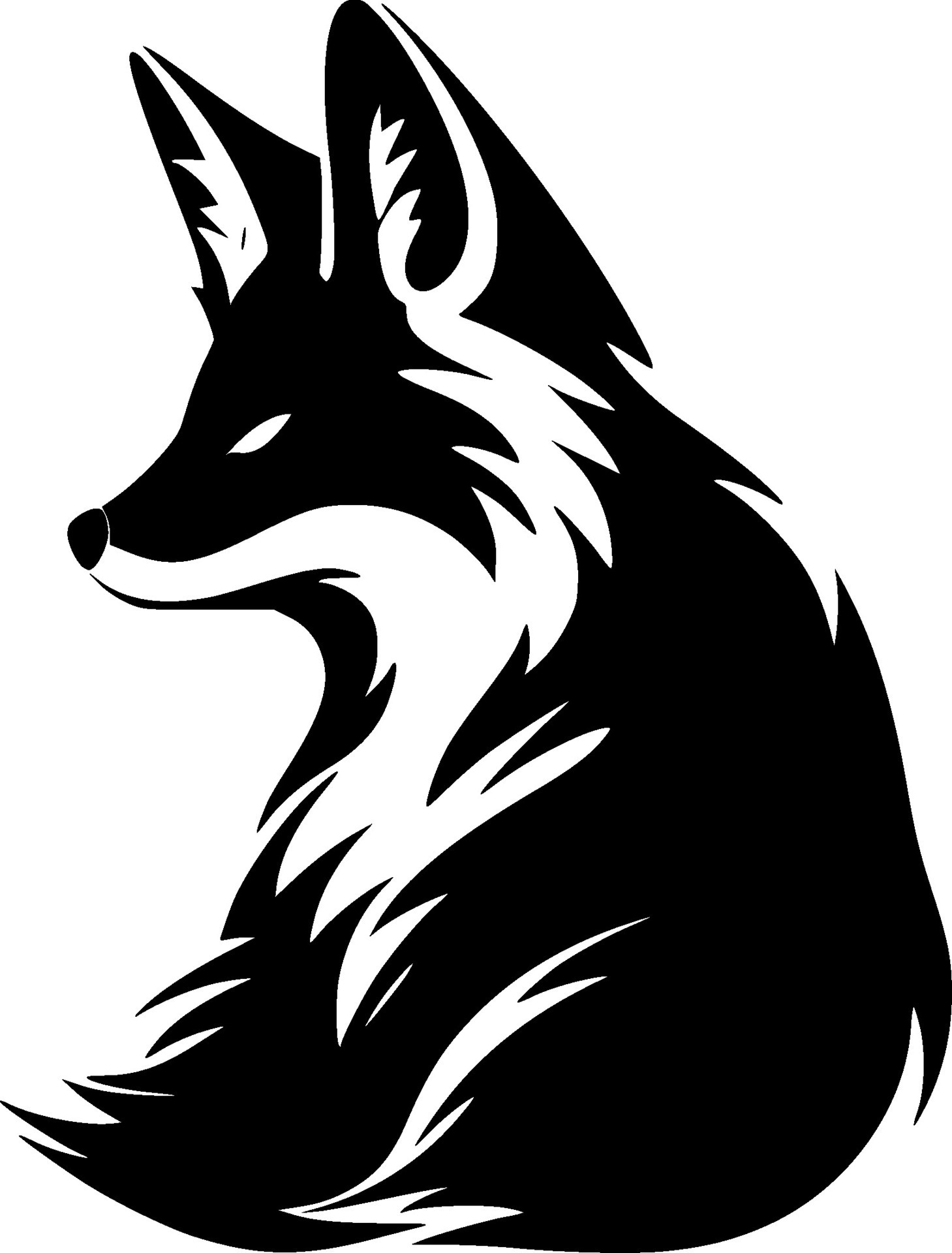 Fox, Black and White Vector illustration 39602739 Vector Art at Vecteezy