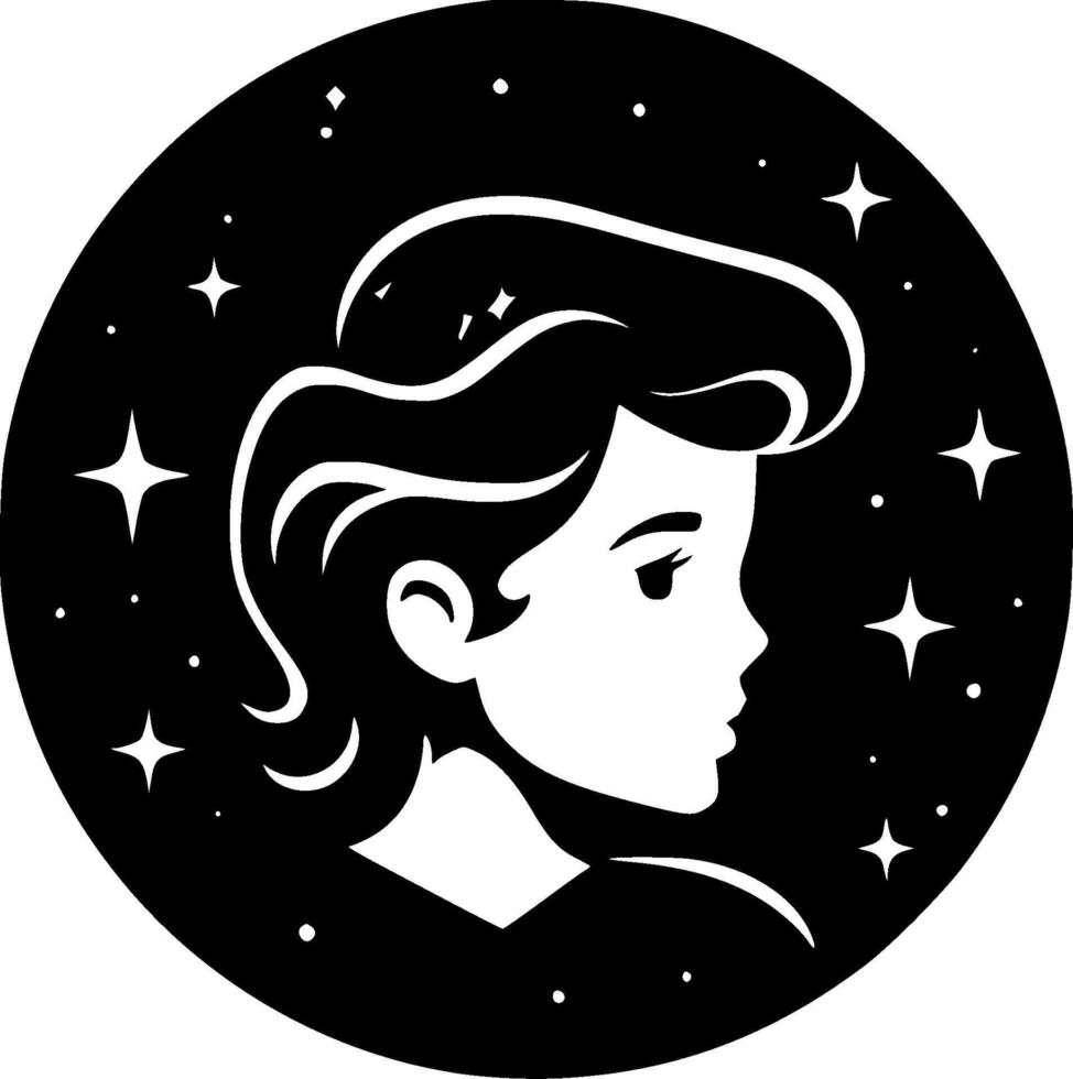 galaxia - negro y blanco aislado icono - vector ilustración