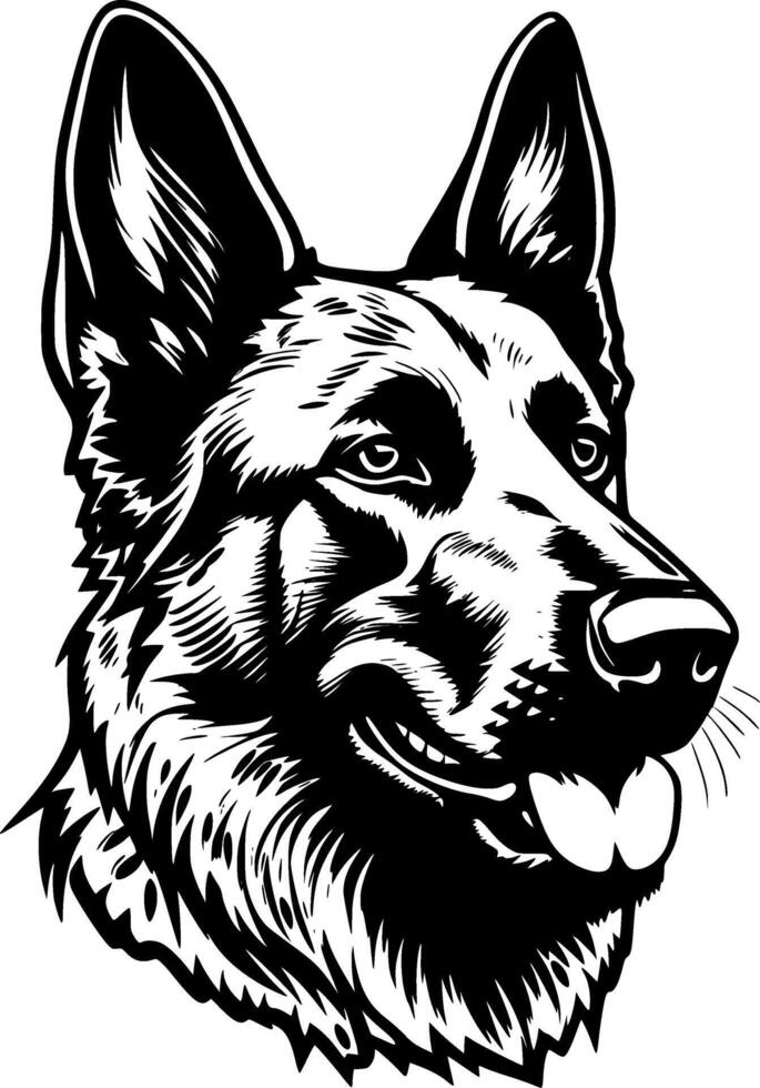 German Shepherd - Black and White Isolated Icon - Vector illustration