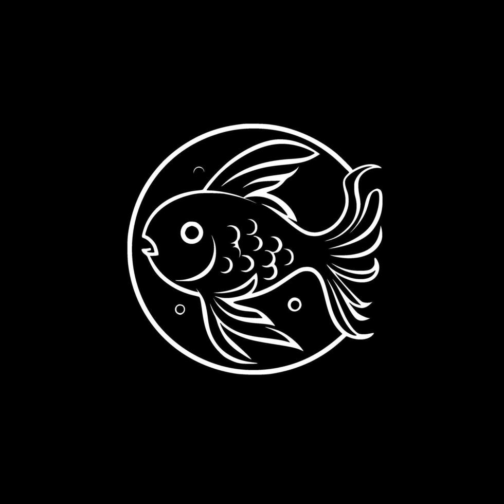 Goldfish, Black and White Vector illustration