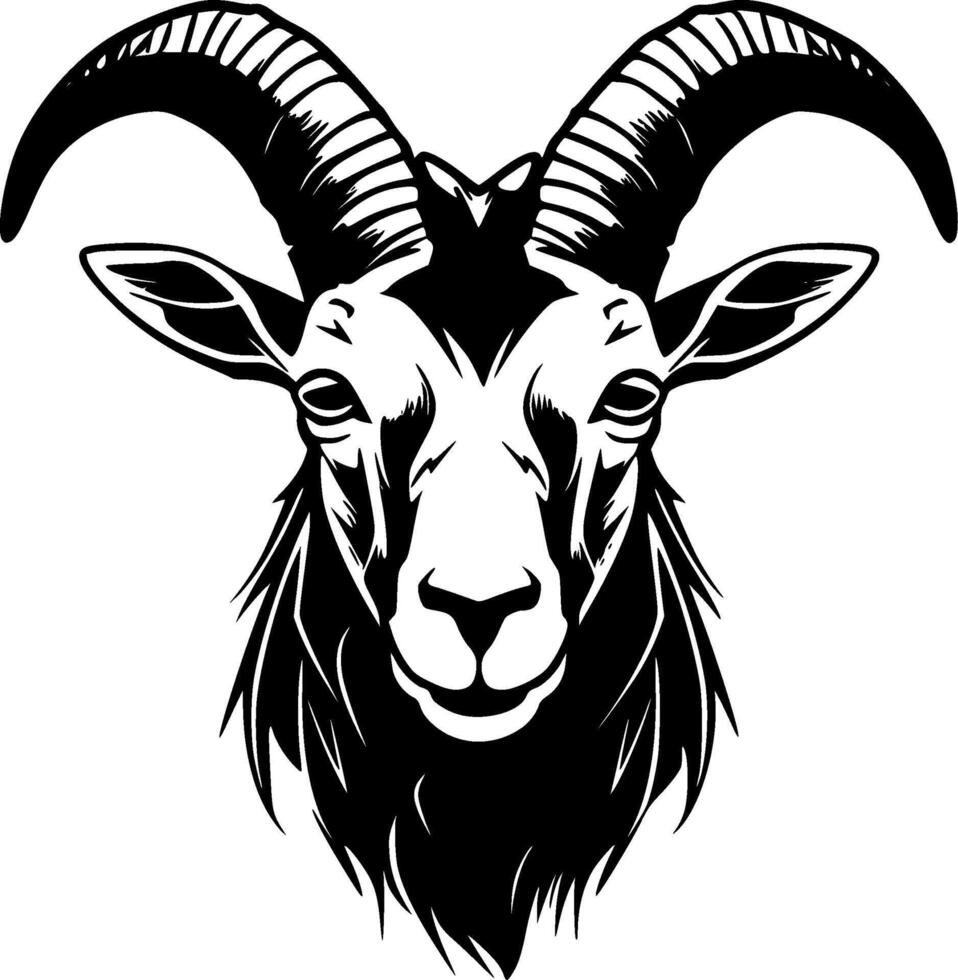 Goat, Black and White Vector illustration