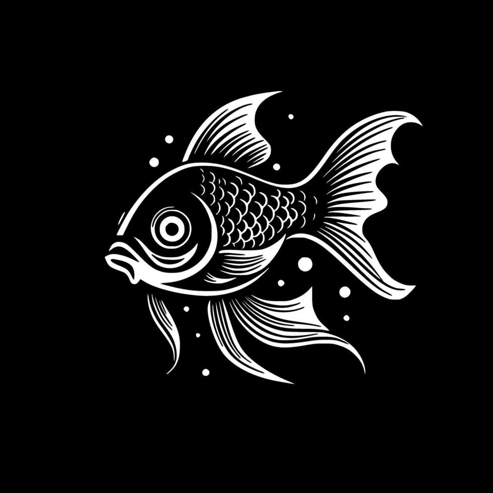 Goldfish, Black and White Vector illustration