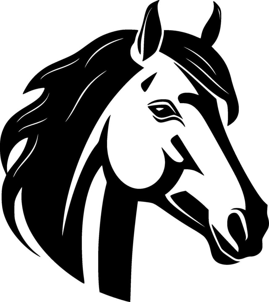 caballo - negro y blanco aislado icono - vector ilustración