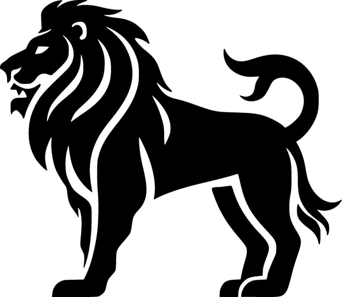 Lion, Black and White Vector illustration