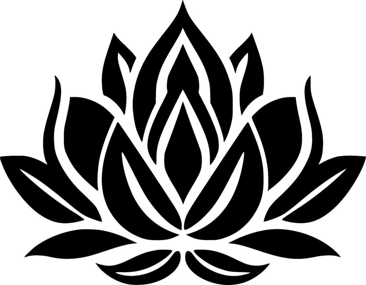 Lotus Flower, Black and White Vector illustration