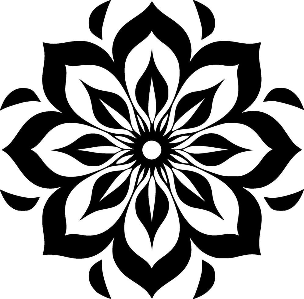 Mandala, Black and White Vector illustration