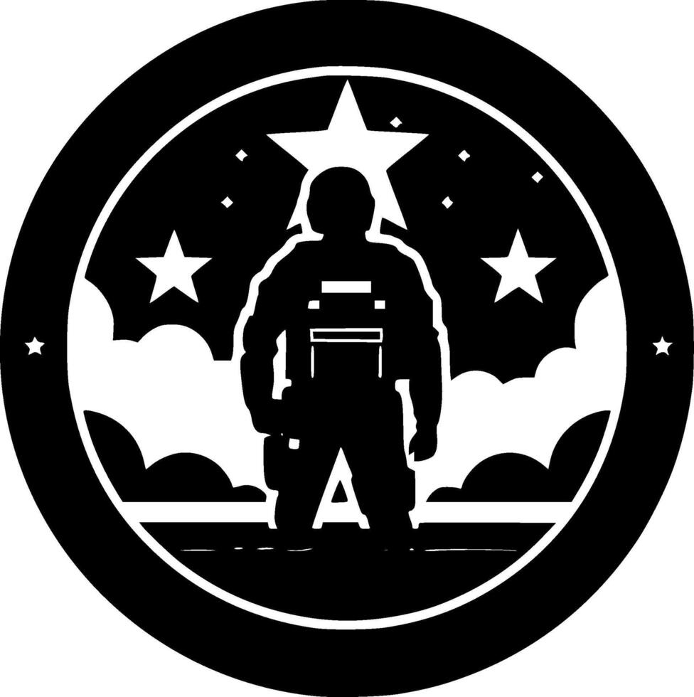 Military, Black and White Vector illustration