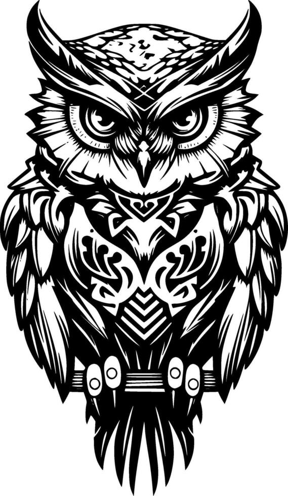 Owl - Black and White Isolated Icon - Vector illustration