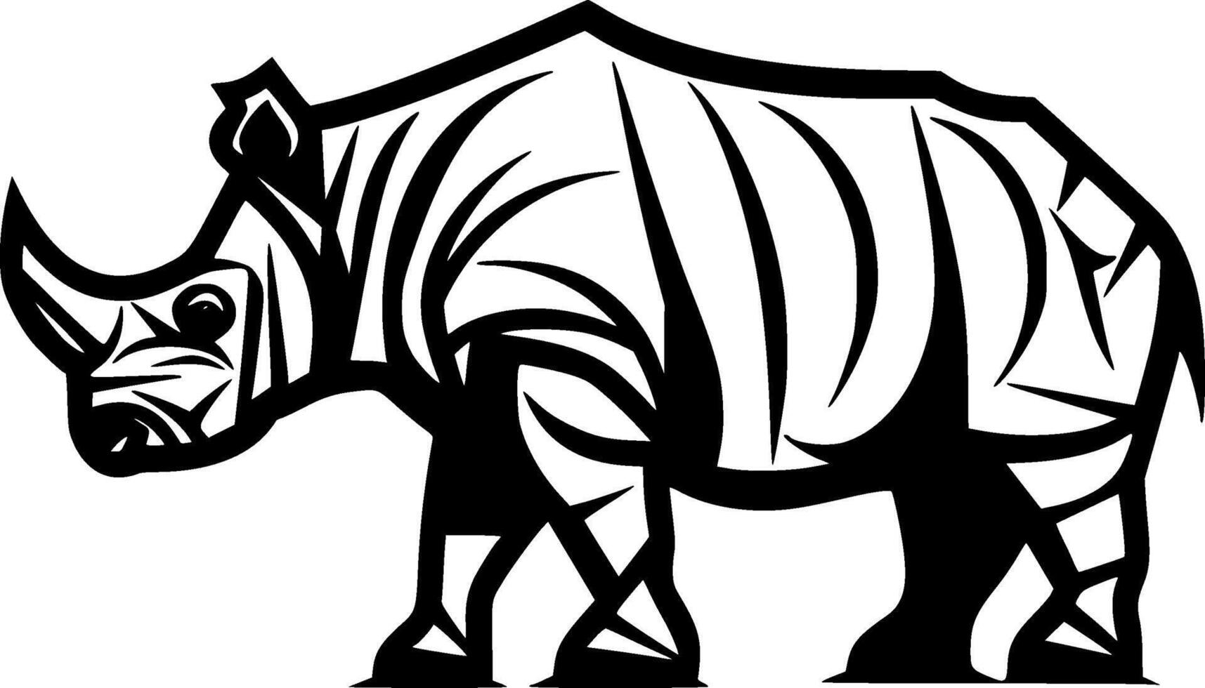 Rhinoceros, Black and White Vector illustration