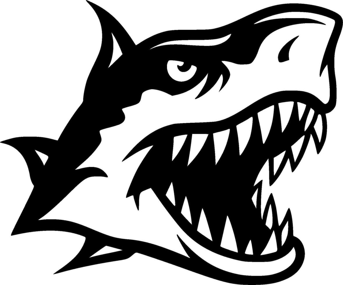 Shark - Black and White Isolated Icon - Vector illustration