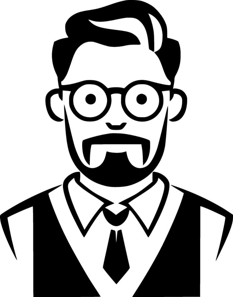 Teacher, Black and White Vector illustration