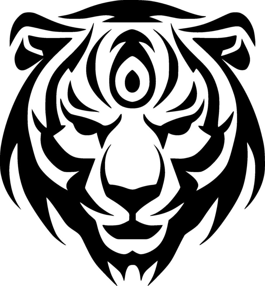 Tigre - negro y blanco aislado icono - vector ilustración