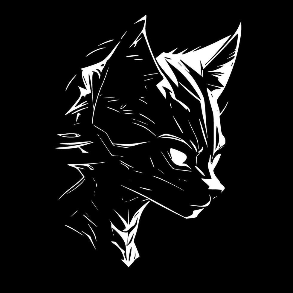 gato montés, negro y blanco vector ilustración