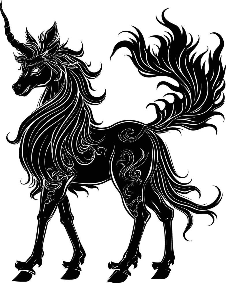 ai generado silueta Pegaso caballo o Kirin el mítico criatura negro color solamente vector