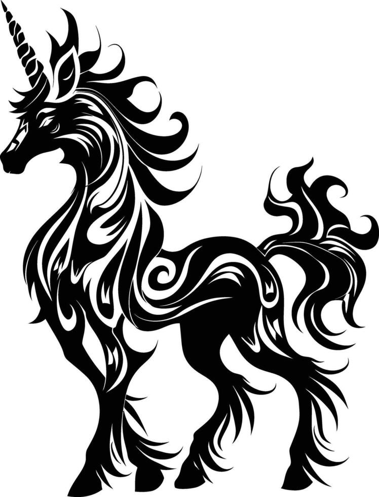 ai generado silueta Pegaso caballo o Kirin el mítico criatura negro color solamente vector