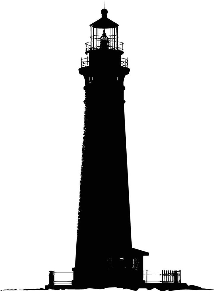 AI generated Silhouette lighthouse full black color only vector