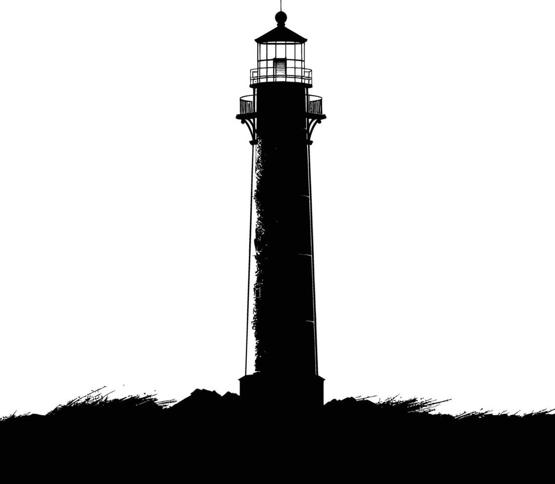 AI generated Silhouette lighthouse full black color only vector