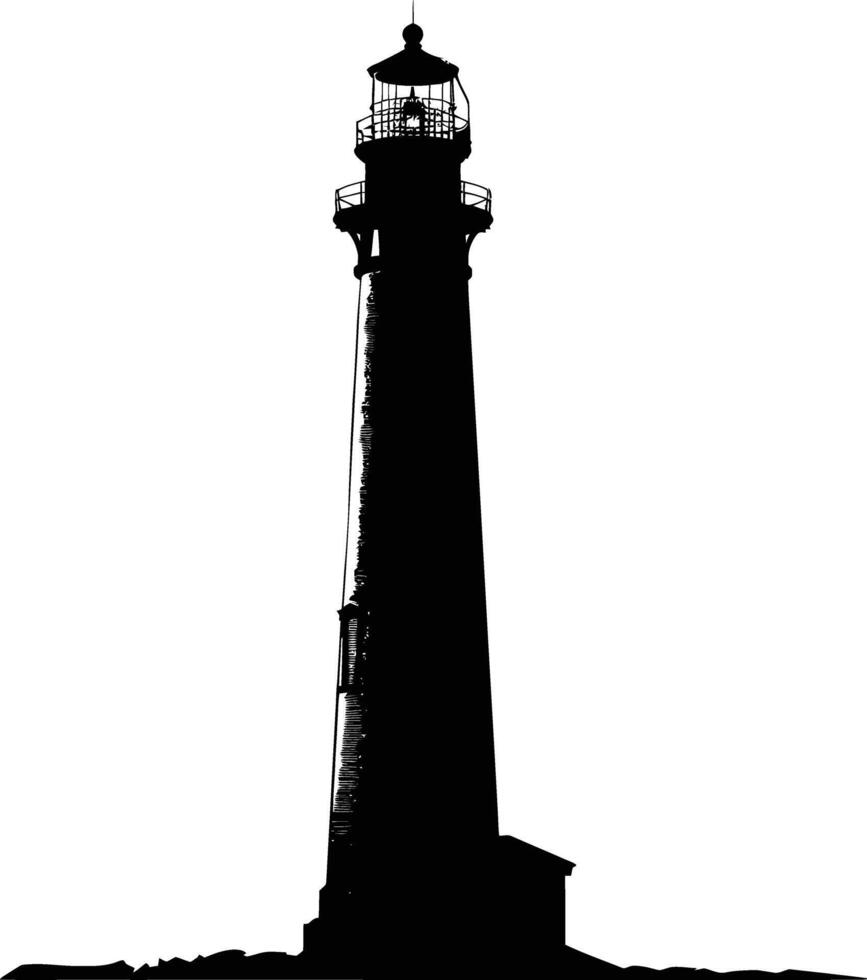 AI generated Silhouette lighthouse full black color only vector