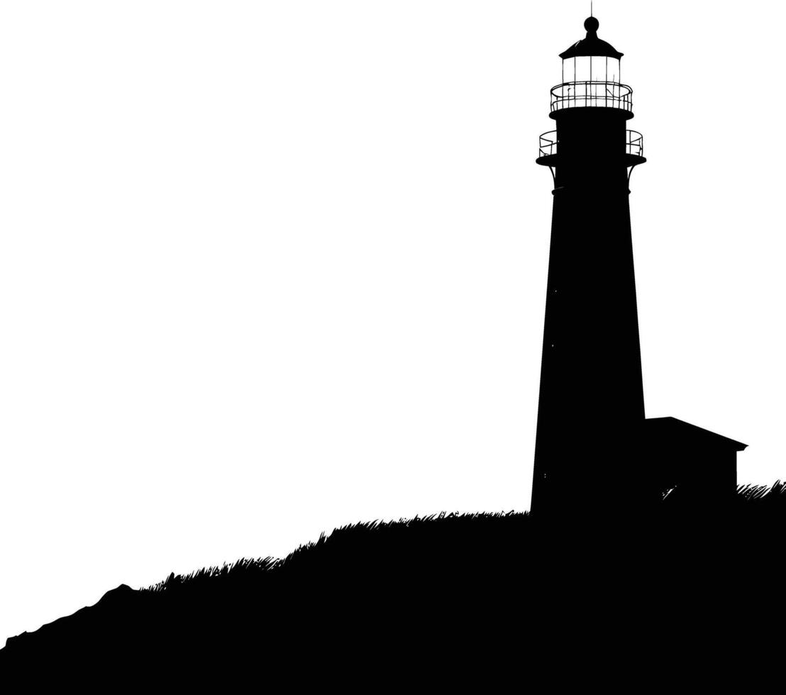 AI generated Silhouette lighthouse full black color only vector