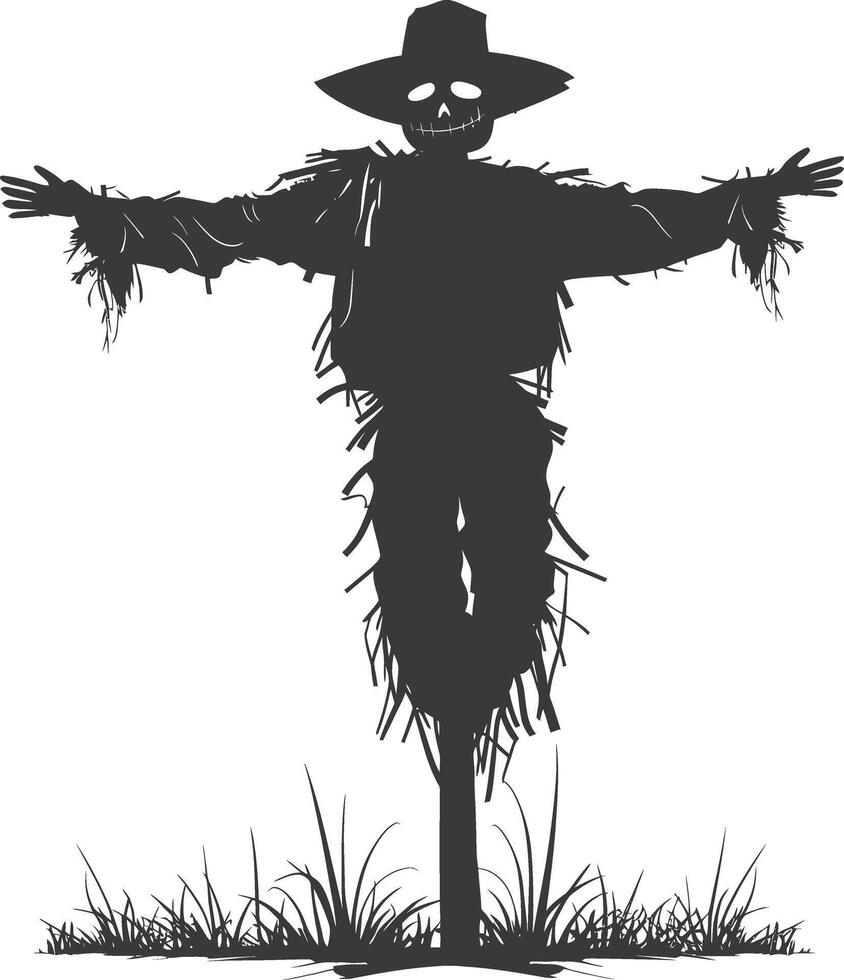 AI generated Silhouette Scarecrow black color only full body vector