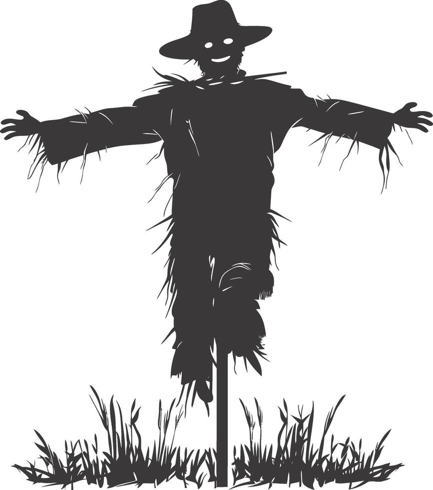 AI generated Silhouette Scarecrow black color only full body vector