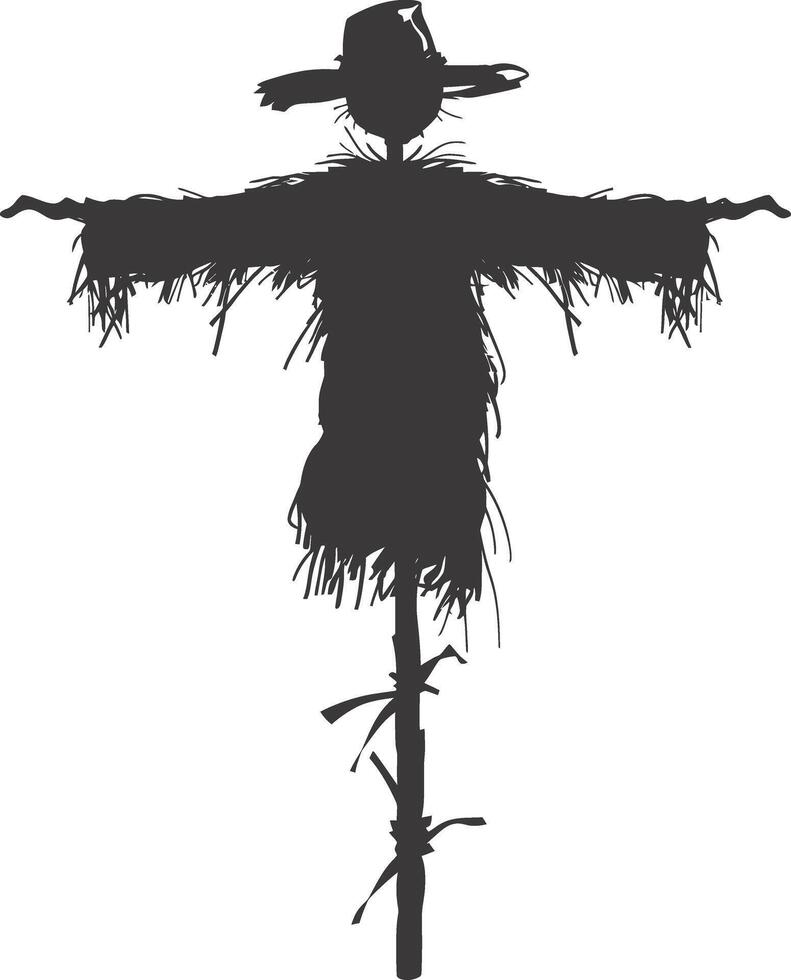 AI generated Silhouette Scarecrow black color only full body vector