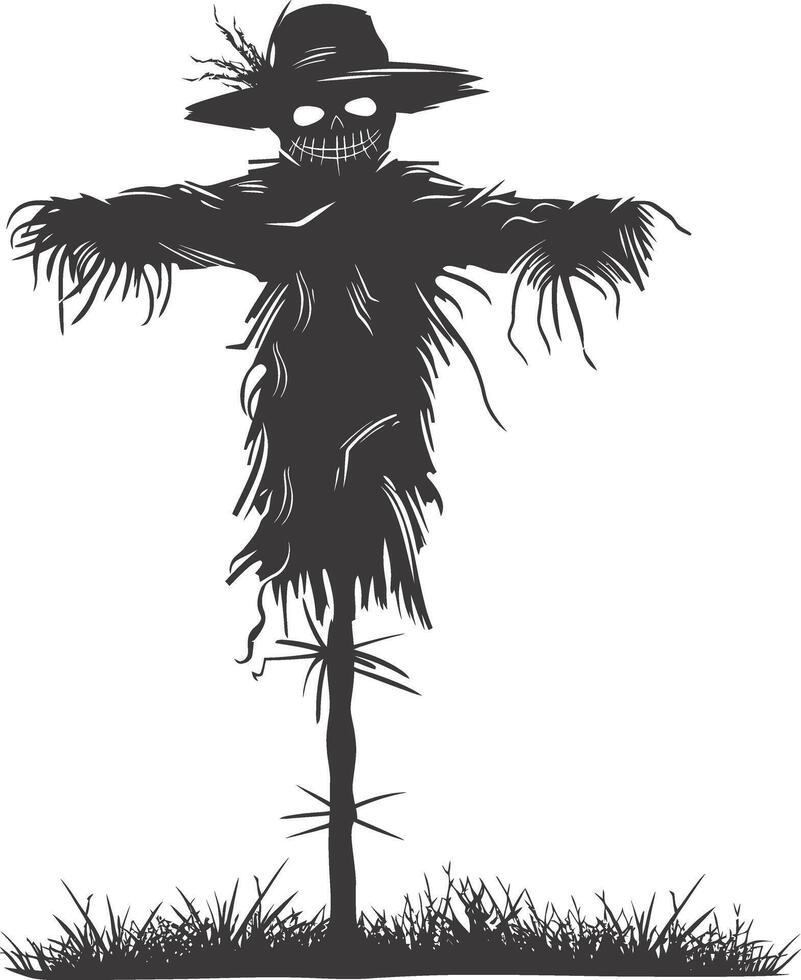 AI generated Silhouette Scarecrow black color only full body vector