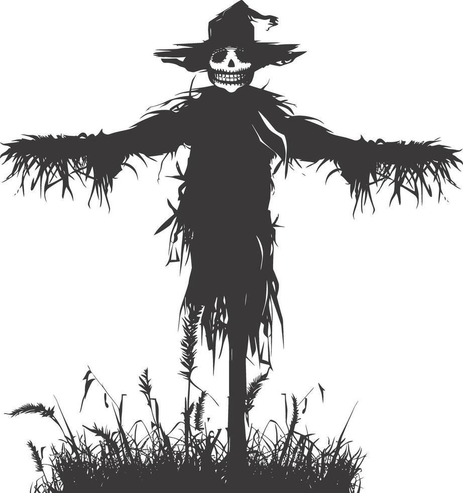 AI generated Silhouette Scarecrow black color only full body vector