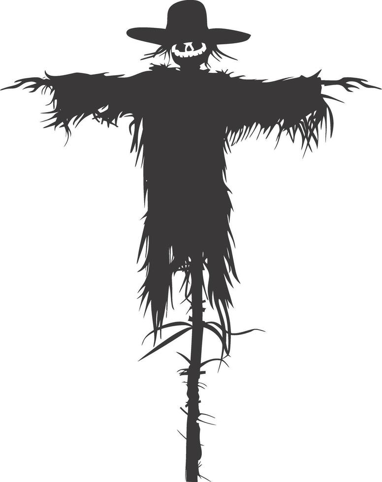 AI generated Silhouette Scarecrow black color only full body vector