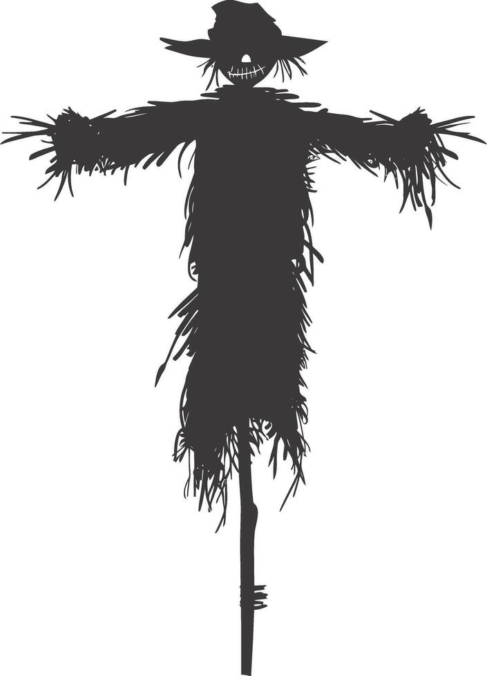 AI generated Silhouette Scarecrow black color only full body vector