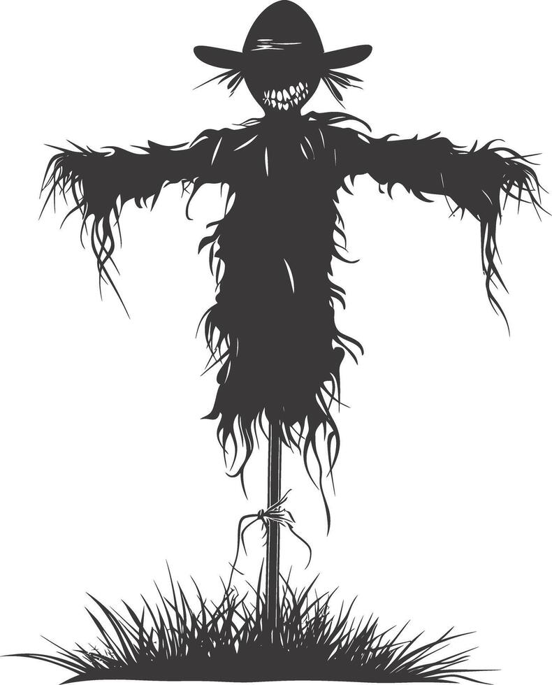 AI generated Silhouette Scarecrow black color only full body vector