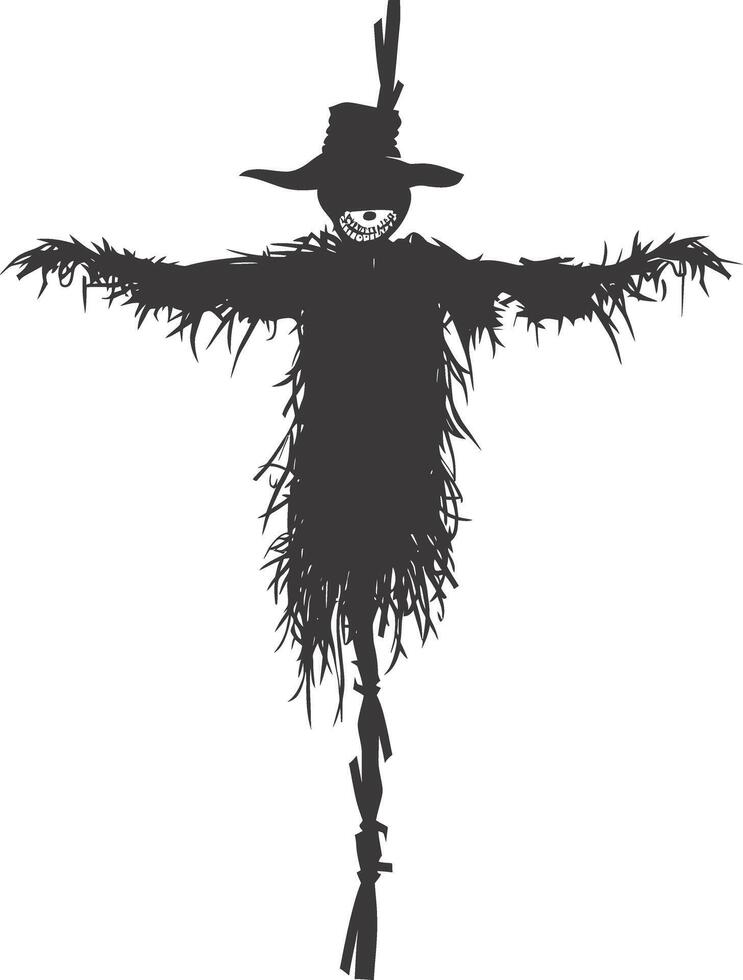 AI generated Silhouette Scarecrow black color only full body vector