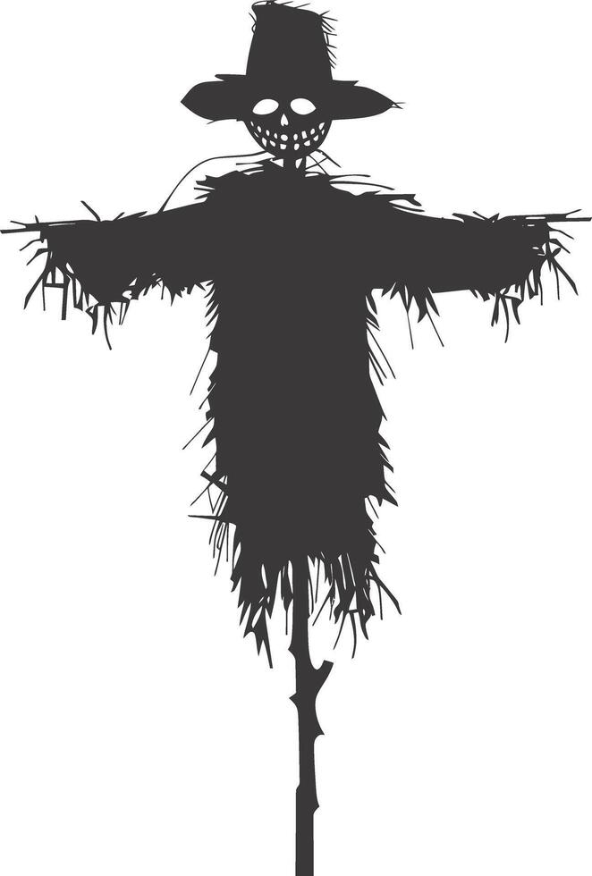 AI generated Silhouette Scarecrow black color only full body vector