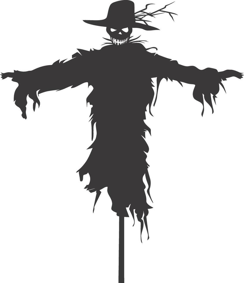 AI generated Silhouette Scarecrow black color only full body vector