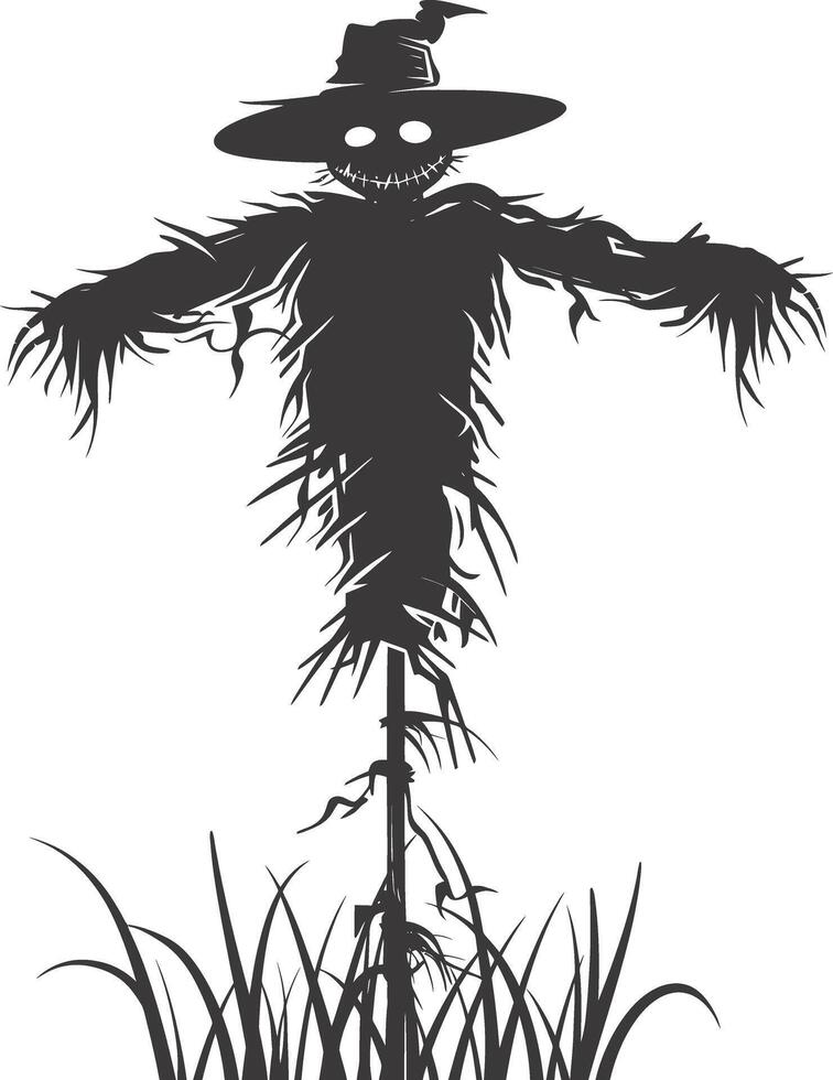 AI generated Silhouette Scarecrow black color only full body vector