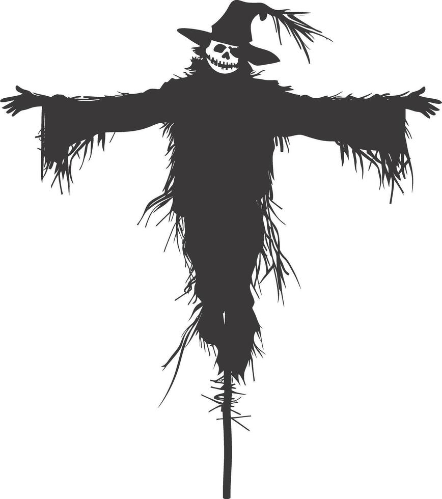 AI generated Silhouette Scarecrow black color only full body vector